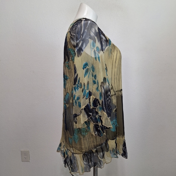 Rancho Estancia Embroidered Floral Fairy Wide Bell Sleeve Babydoll Blouse Size M - Picture 7 of 15